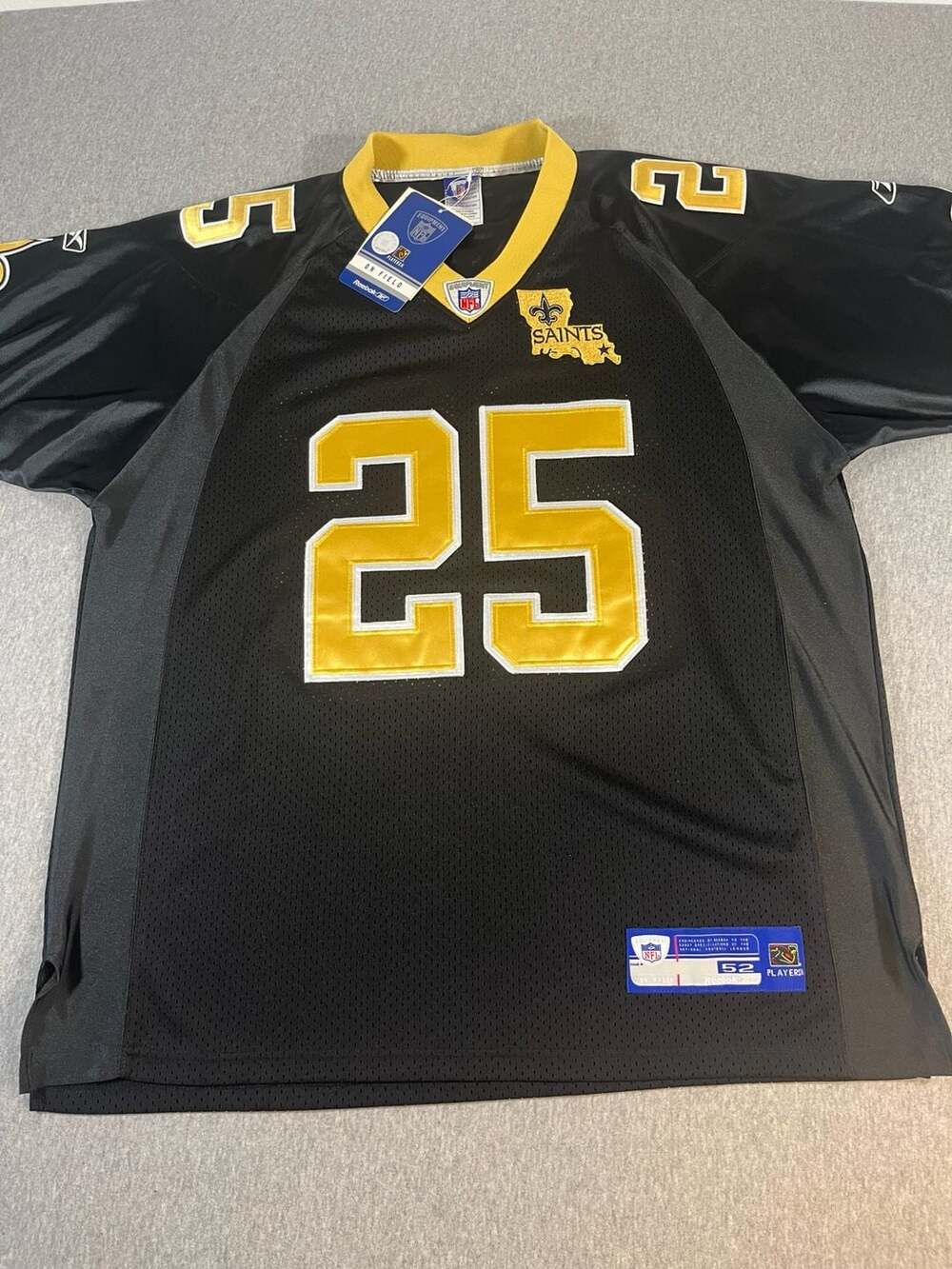 NWT Reebok Reggie Bush New Orleans Saints #25 Authentic On-Field Jersey Size 52 - Picture 1 of 7